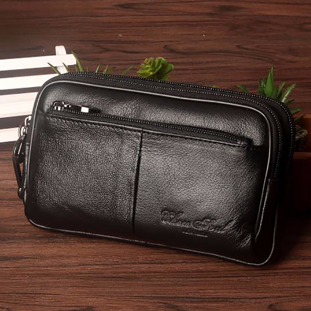 Leather Belt Braided - Men Clutch Waist Pack Bag Cell/Mobile