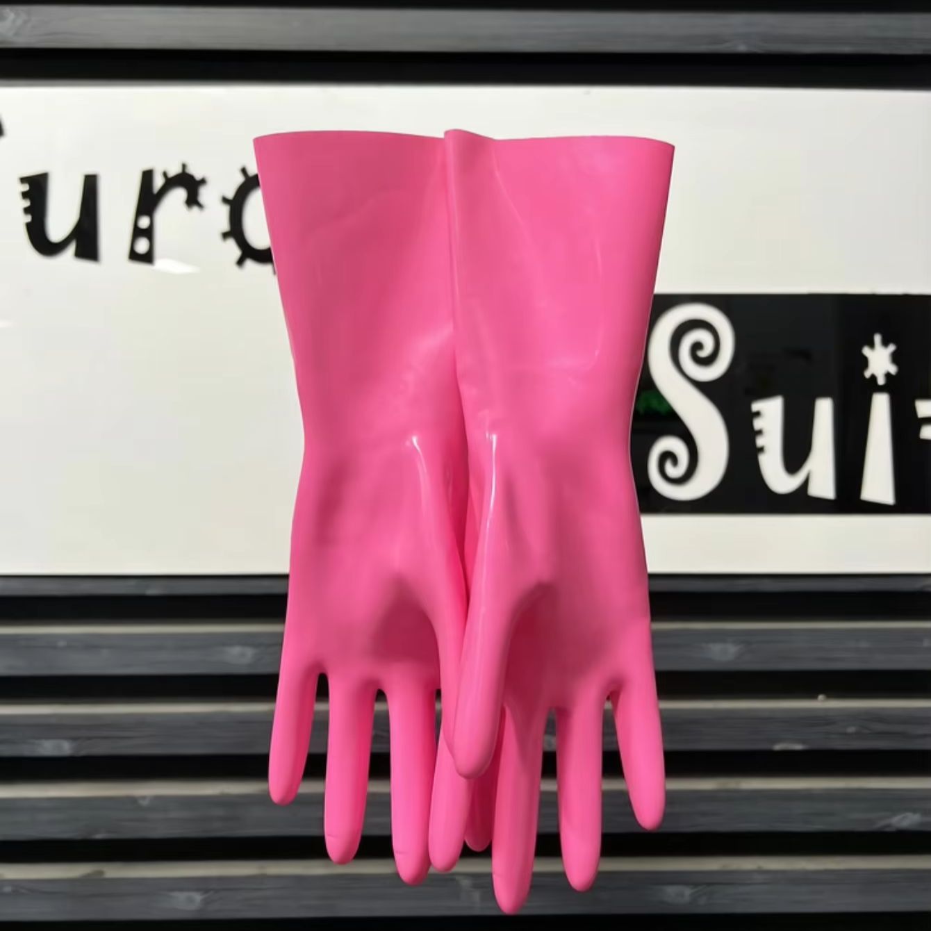 Men'S Fashion Gloves - Pink Rubber Fashion Gloves Club wear