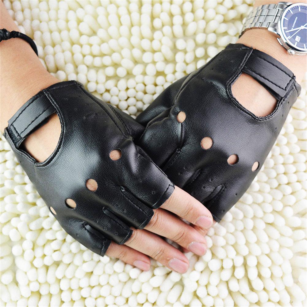 Driving Gloves Leather - Unisex Half-Finger Gloves Theatrical Punk Hip-Hop