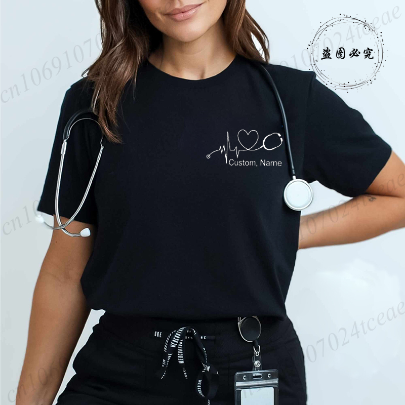 Men'S Fashion Names - Custom Name Nurse Shirt Stethoscope Heartbeat