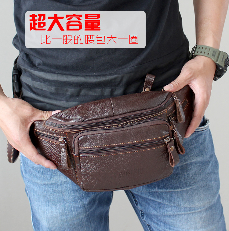 Leather Belt Braided - Genuine Cowhide Leather Waist Bag Men