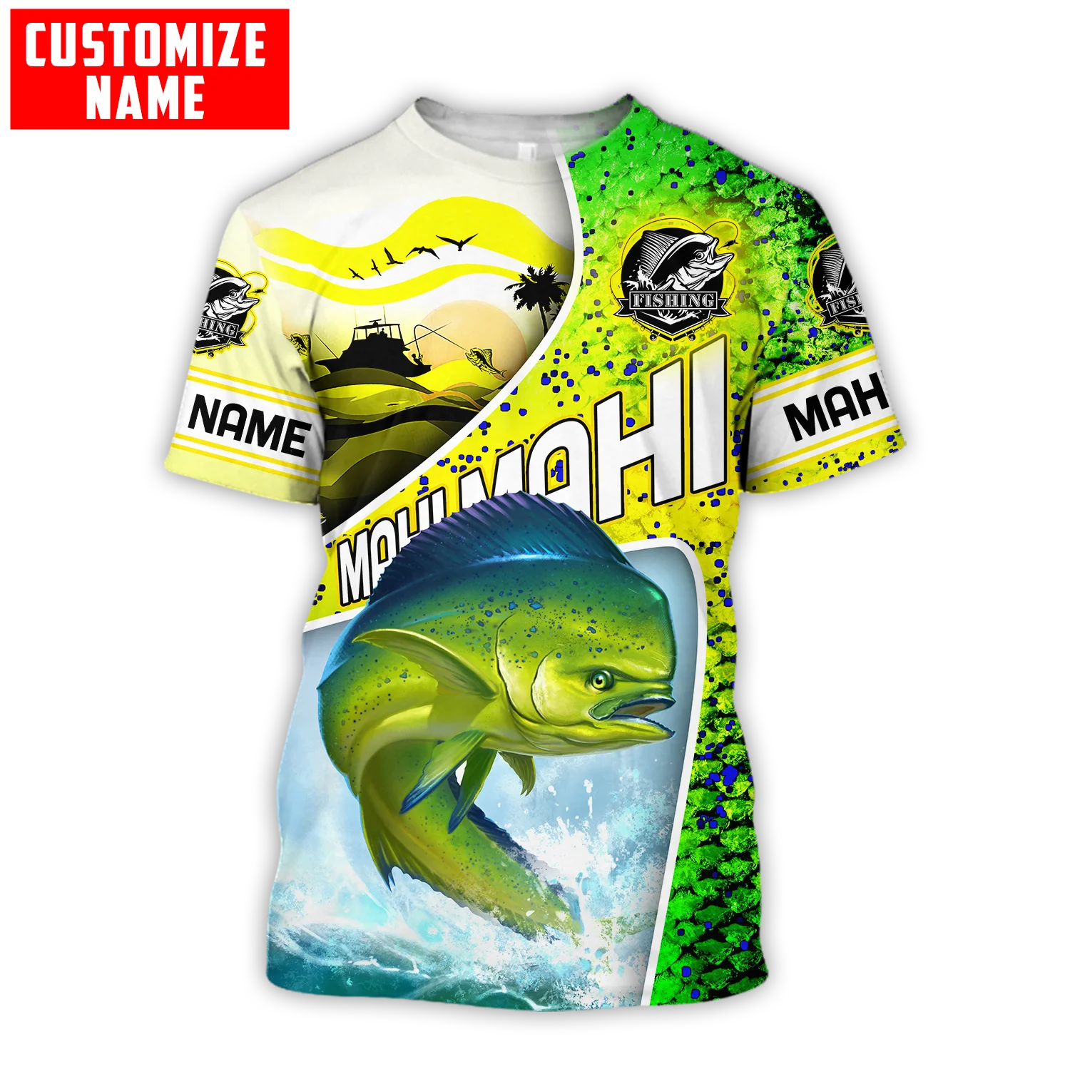 Men'S Fashion Names - Custom name Mahi-mahi fishing scales 3D