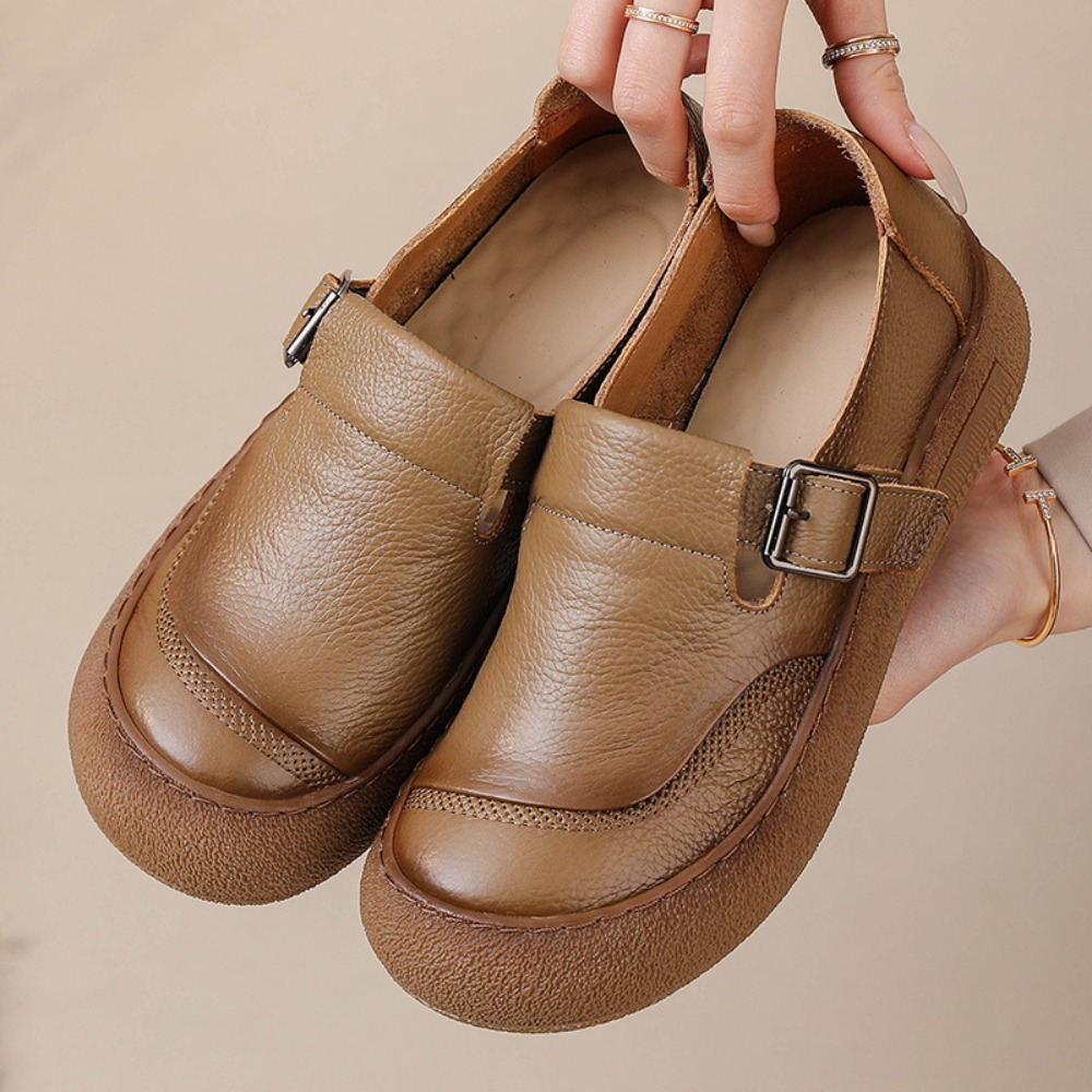 Leather Belt Braided - Casual Single Shoes for Women Spring