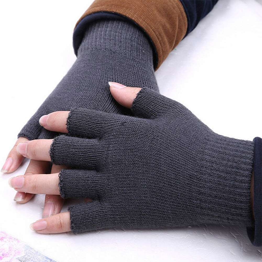 Men'S Fashion Gloves - Winter Warm Stretch Knitted Fingerless Half