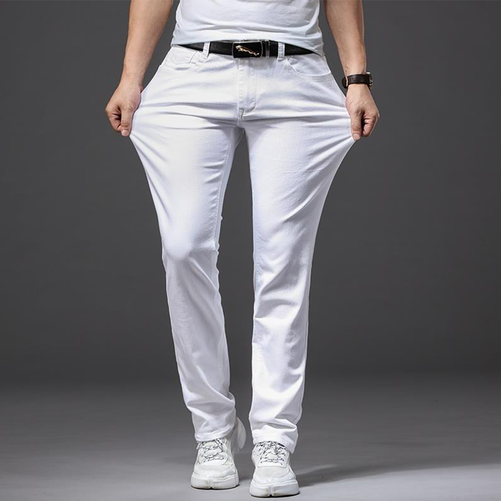 Men White Jeans Elasticity Str - Men'S Fashion For 70 Year Old review and price