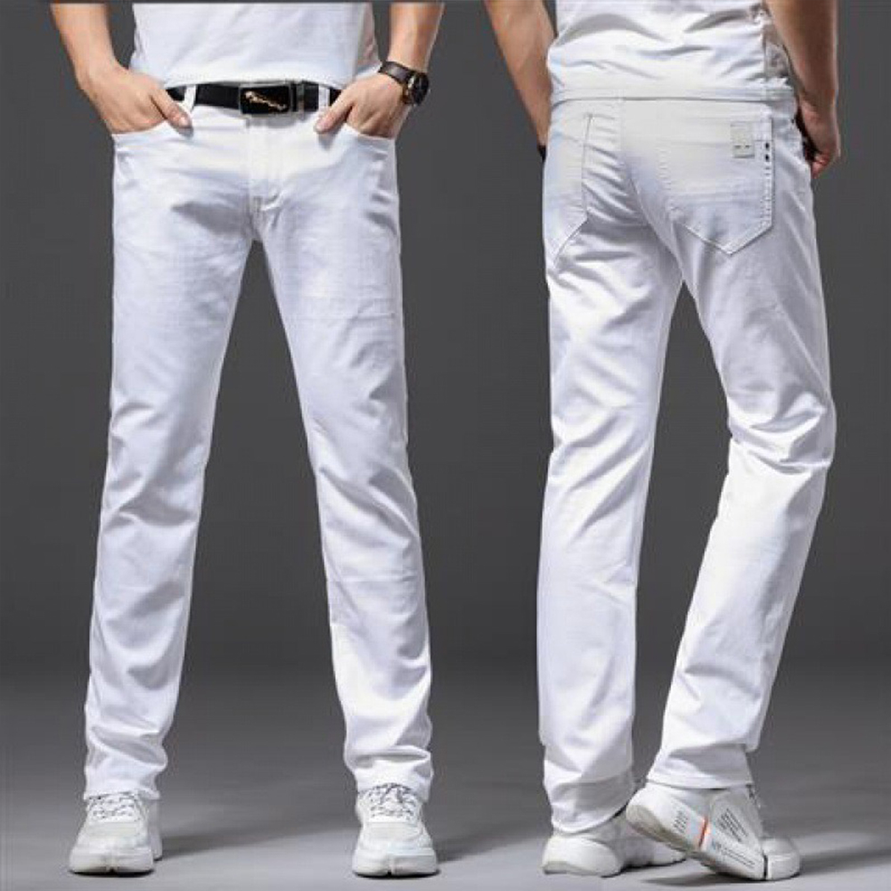 Men White Jeans Elasticity Str - Men'S Fashion For 70 Year Old review and price