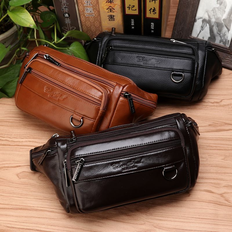 Men Waist Fanny Bags Sling Che - Leather Belt Braided review and price