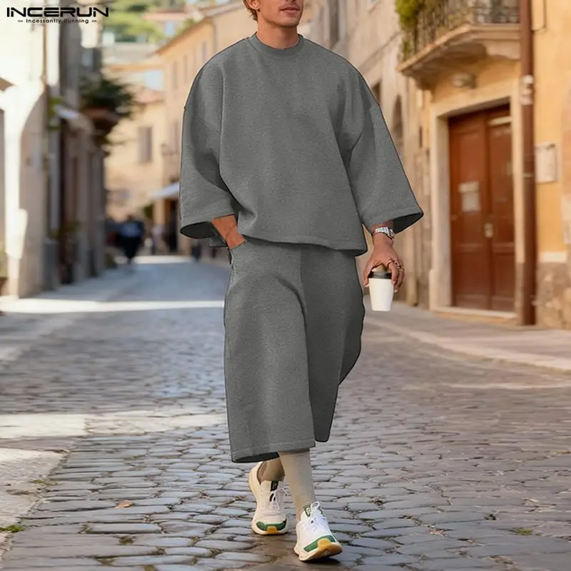 INCERUN Men Sets Solid Color B - Streetwear Hoodie review and price