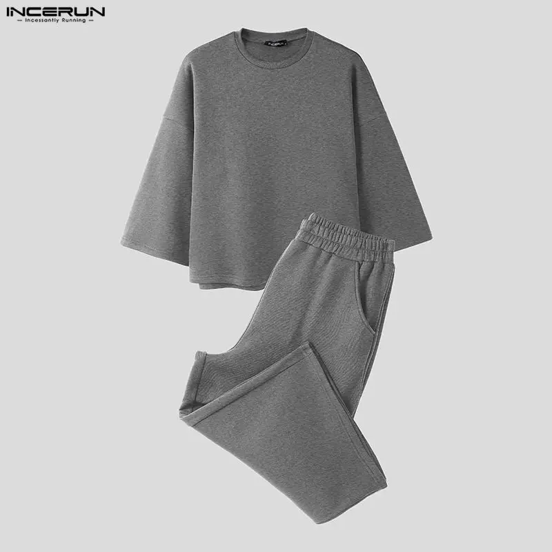 INCERUN Men Sets Solid Color B - Streetwear Hoodie review and price