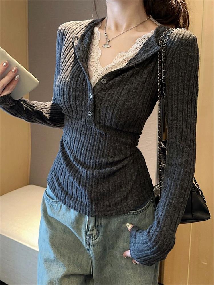 Women's Top Lace Patchwork Lon - Men'S Fashion Aesthetics review and price