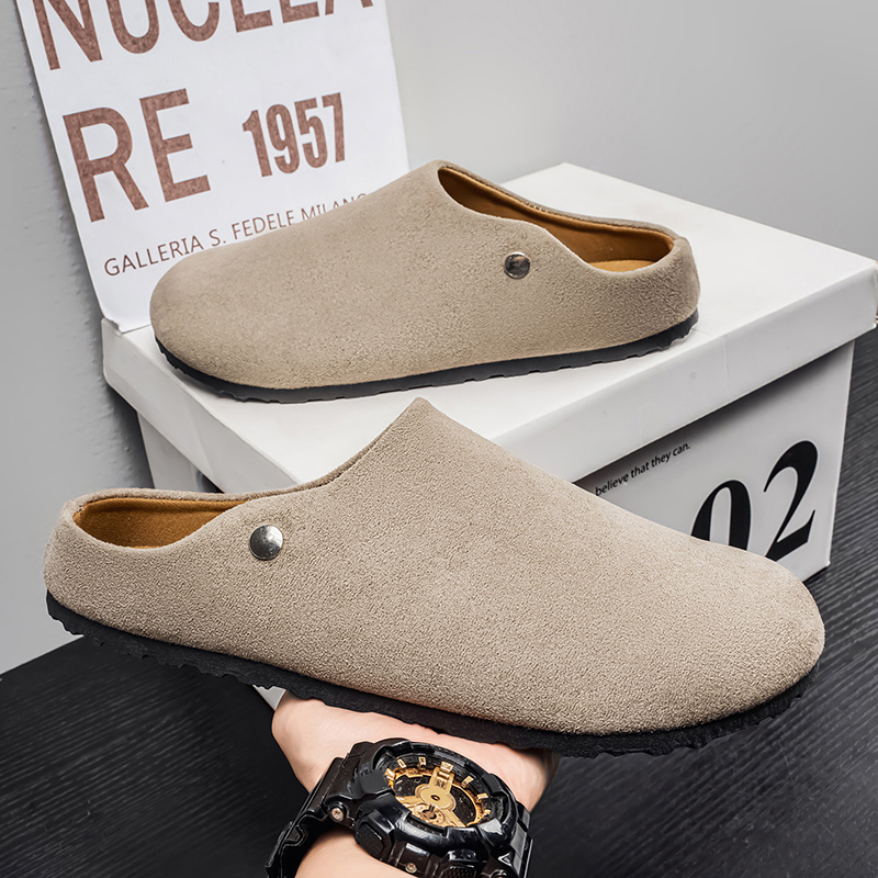 Men Suede Leather Slippers Mul - Mens Fashion Mullet review and price