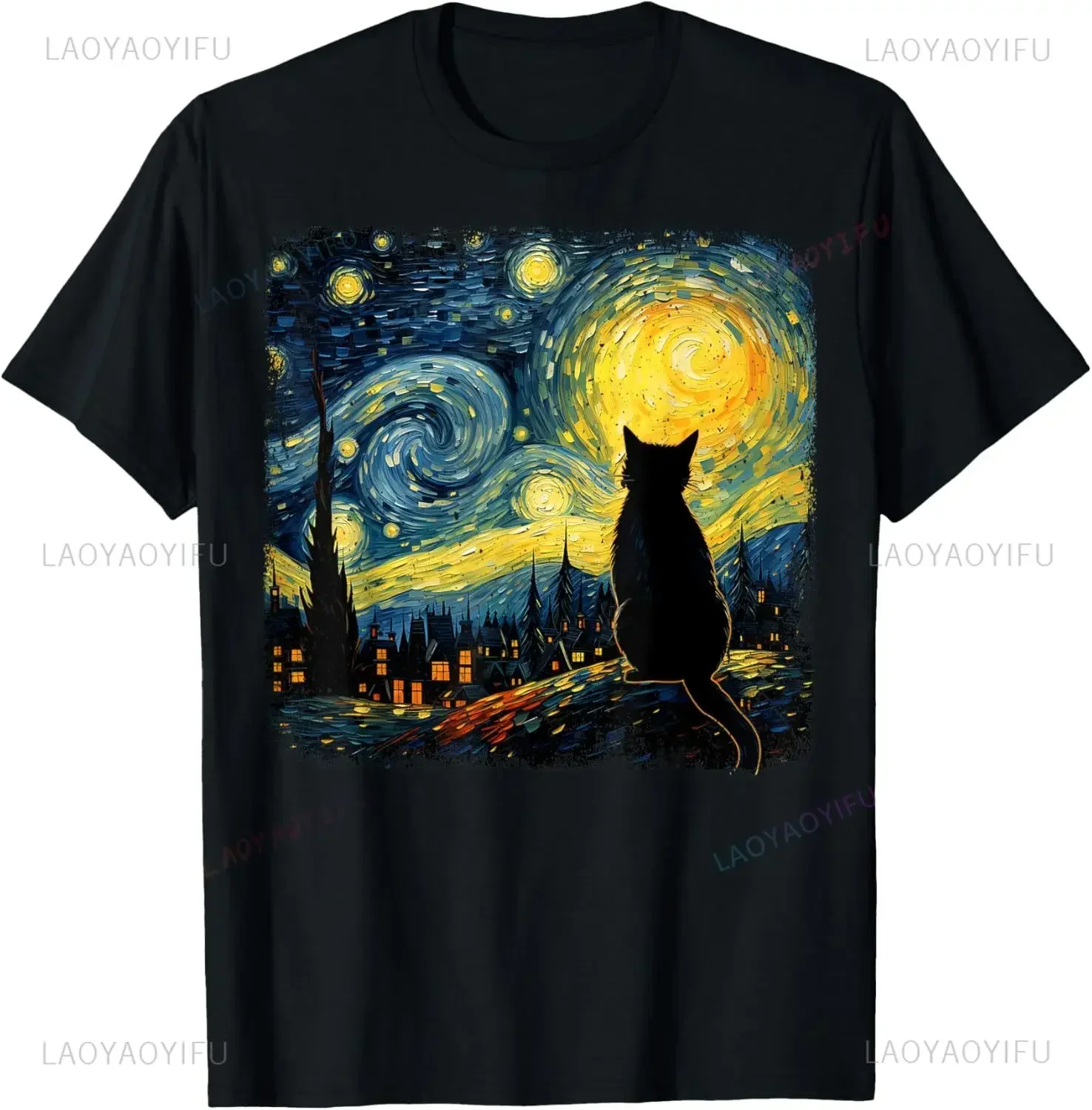Cat Starry Night Van Gogh Cat  - Men'S Fashion Aesthetics review and price