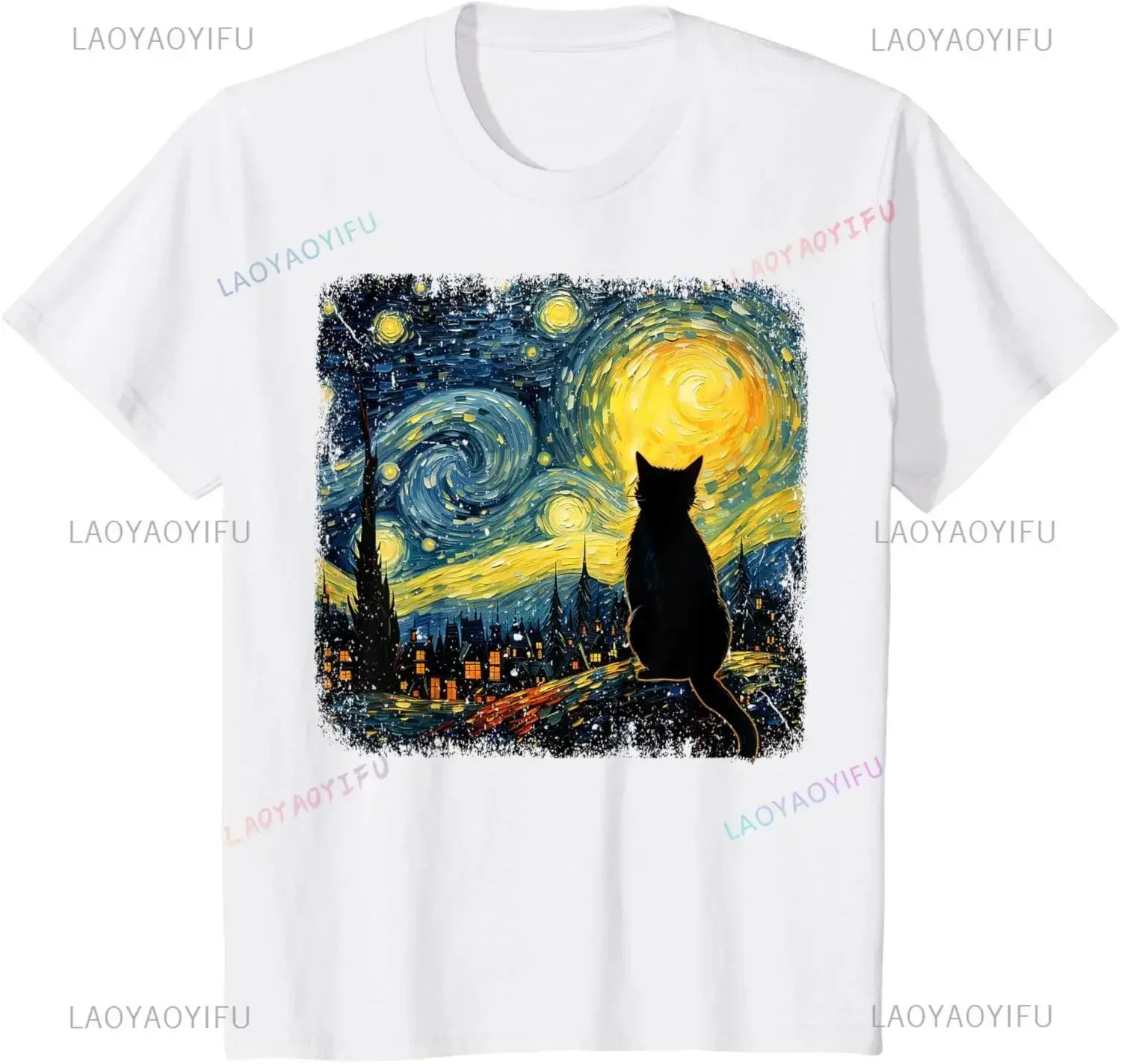 Cat Starry Night Van Gogh Cat  - Men'S Fashion Aesthetics review and price