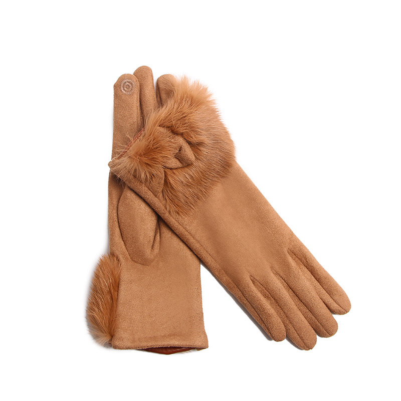 Winter Female Suede Leather Bo - Driving Gloves Leather review and price